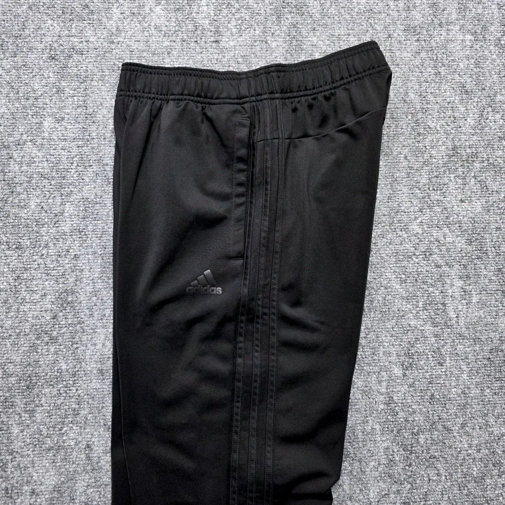 Adidas Soccer Training Pants Mens Small Black 3 Striped Tapered‎ Track Joggers